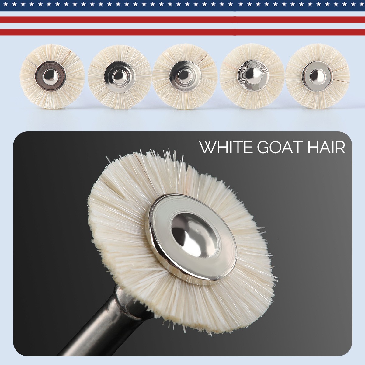 Dental Lab Goat Hair Felt Cotton Polishing Brush Buffing Wheel 2.35mm for Rotary