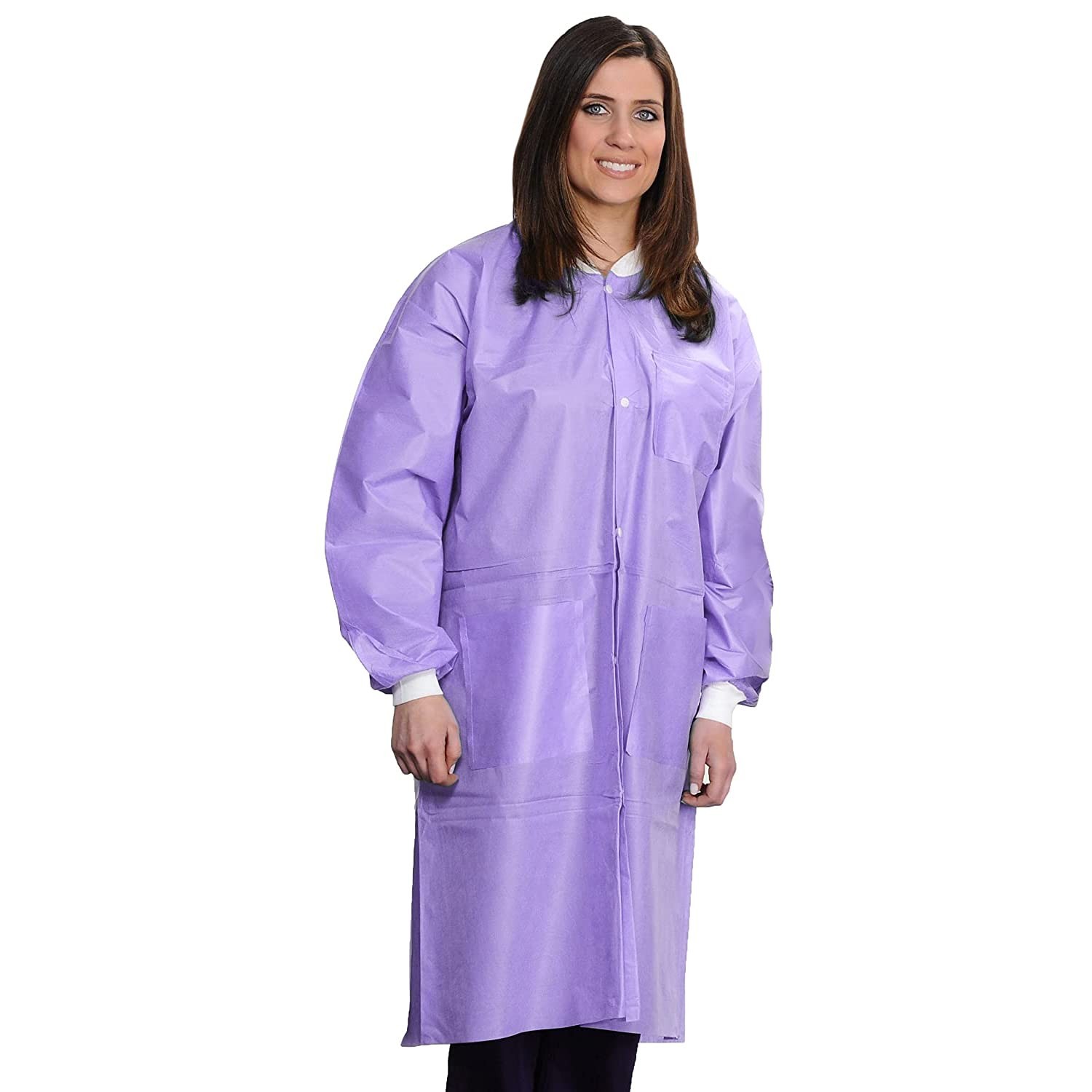 10 Disposable Lab Coats – Durable 50g SMS Knee Length Reusable Lab Coat with …