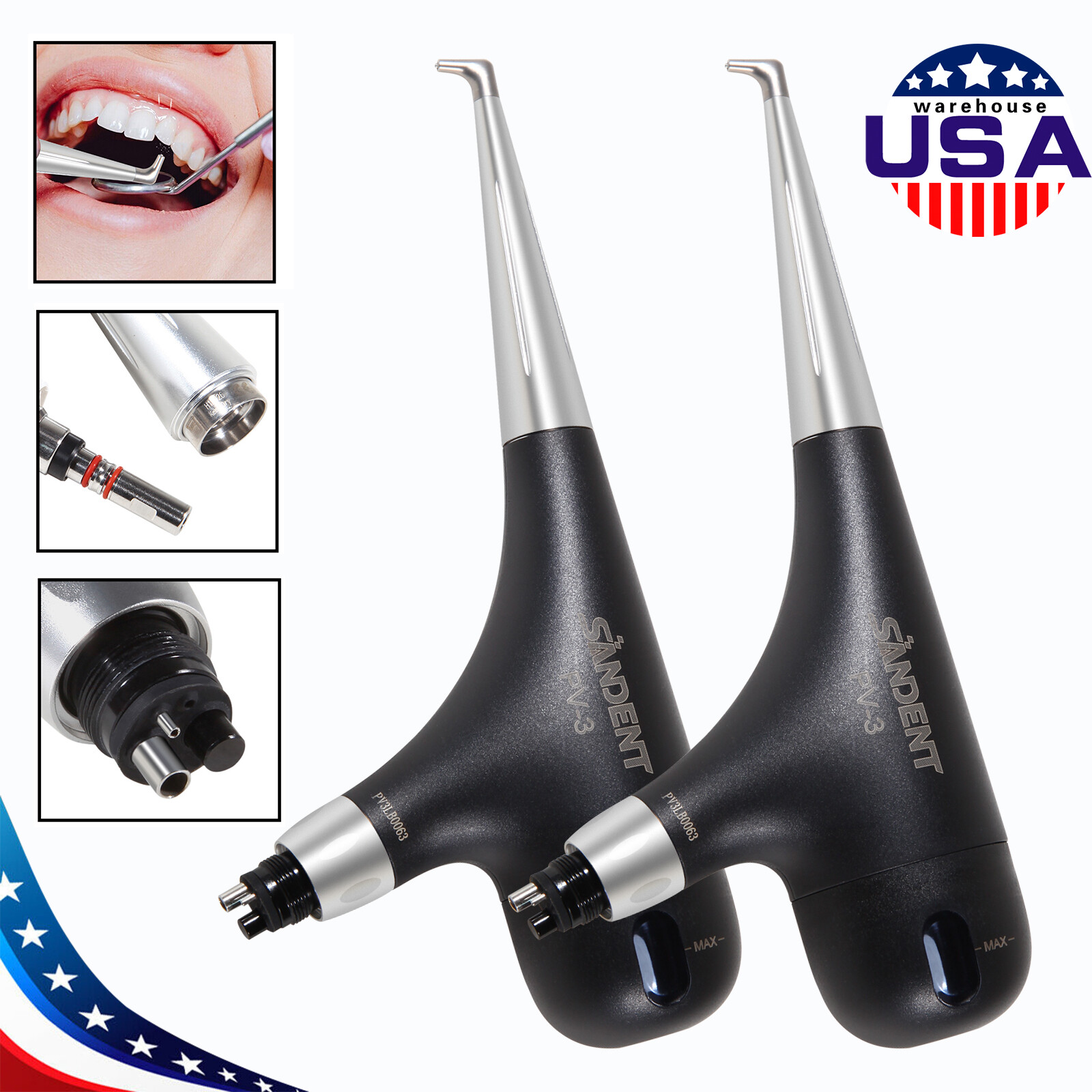 2pcs Dental 4Hole Air Prophy Flow Teeth Polishing Polisher Handpiece Hygiene PV3