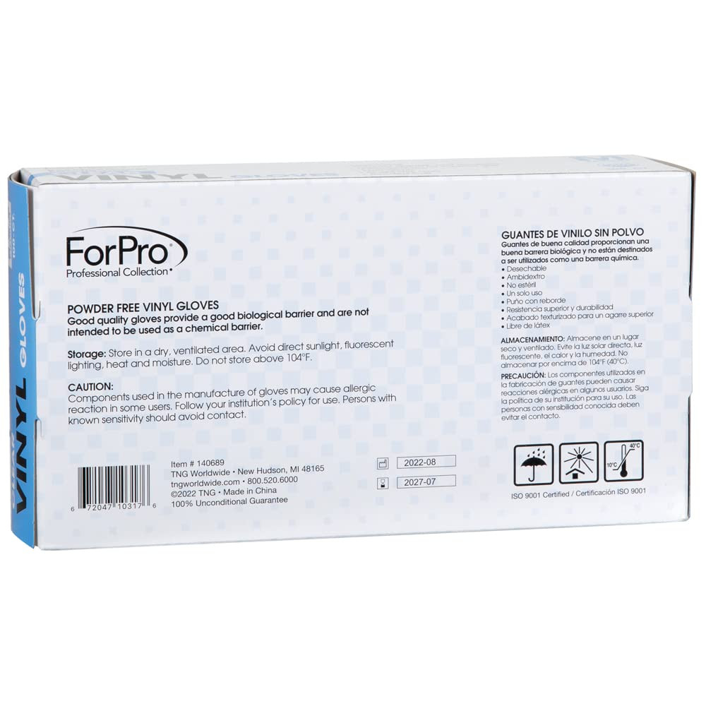 Forpro Disposable Vinyl Gloves, Clear, Industrial Grade, Powder-Free, Latex-Free