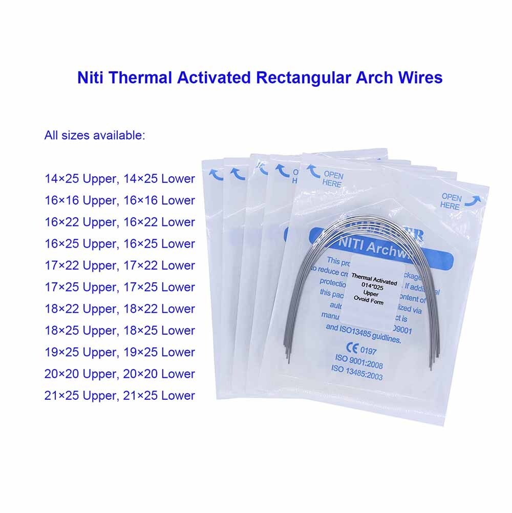 20×Dental Orthodontic Niti Thermal Activated Rectangular Arch Wires 16×16 Upper