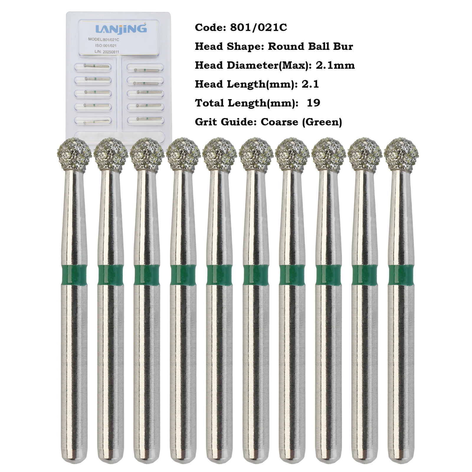 Multi-use Round Diamond Burs for High Speed Handpiece 801/016C 023C Coarse Grit