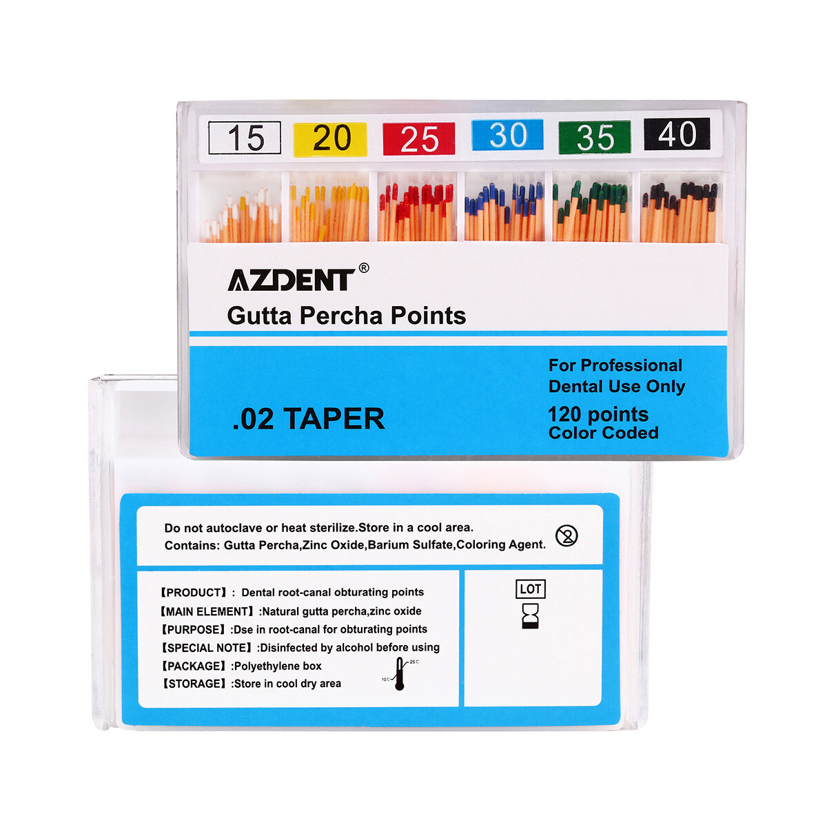 Dental Gutta Percha Points Taper 0.02/0.04/0.06 15#-40# For Endo Use AZDENT