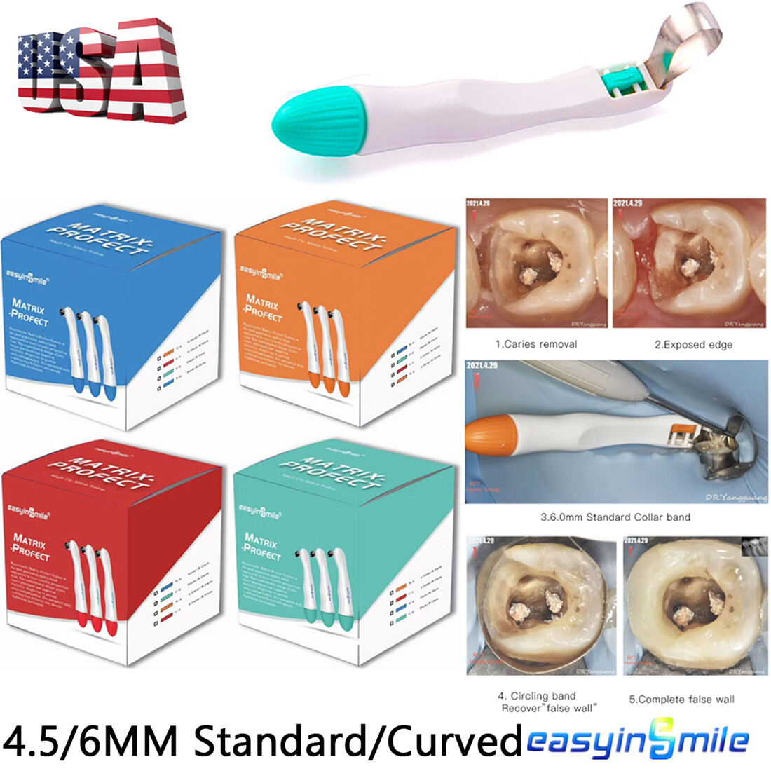 Single Hand Dental Pro-Matrix Bands Molar premolar curve matrices 4.5/6MM Adjust
