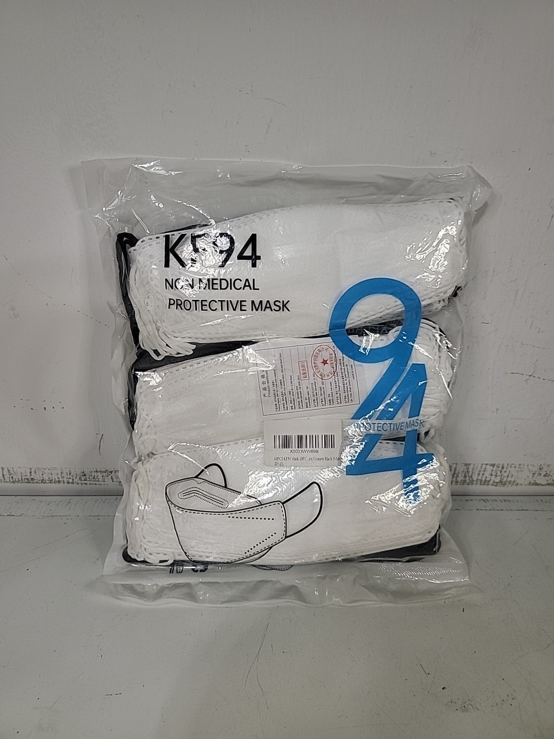 60 Pcs. KF94 Non-medical Adult Protective Mask Black And white