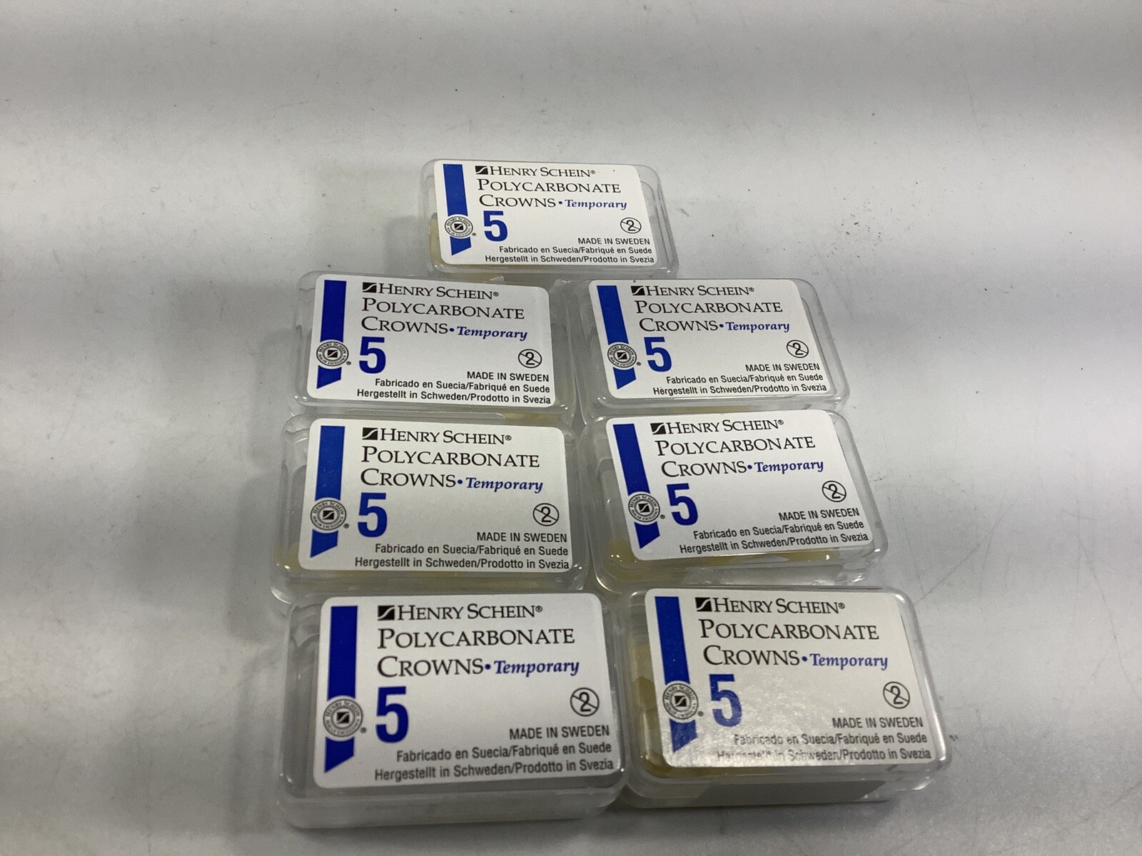 Lot of Various Henry Schein Polycarbonate Crowns, 1-4 In Each Box, NEW!