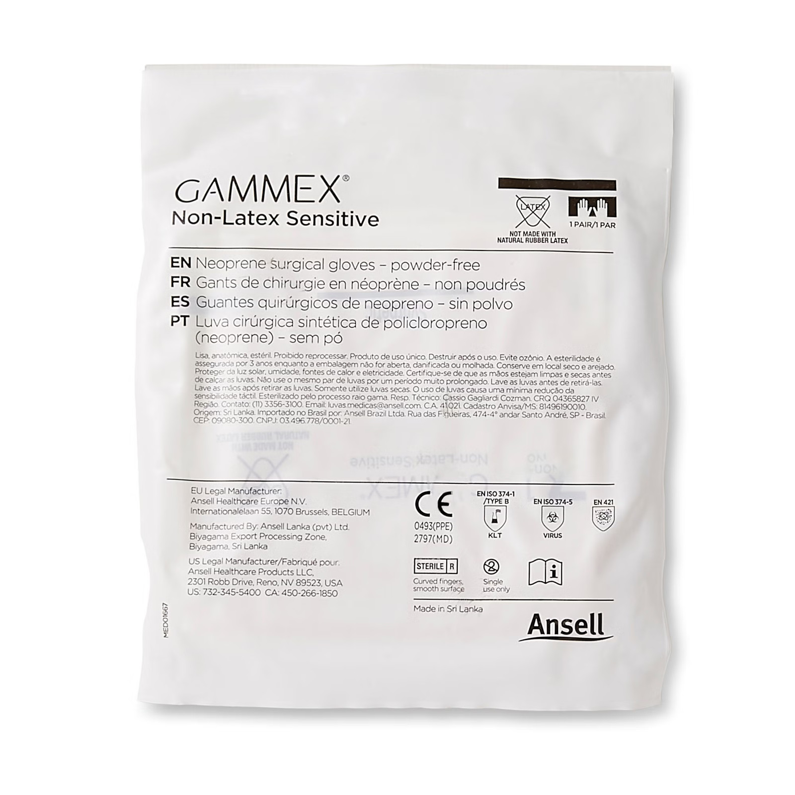 GAMMEX Non-Latex Sensitive Polychloroprene Surgical Glove – 50 per Box
