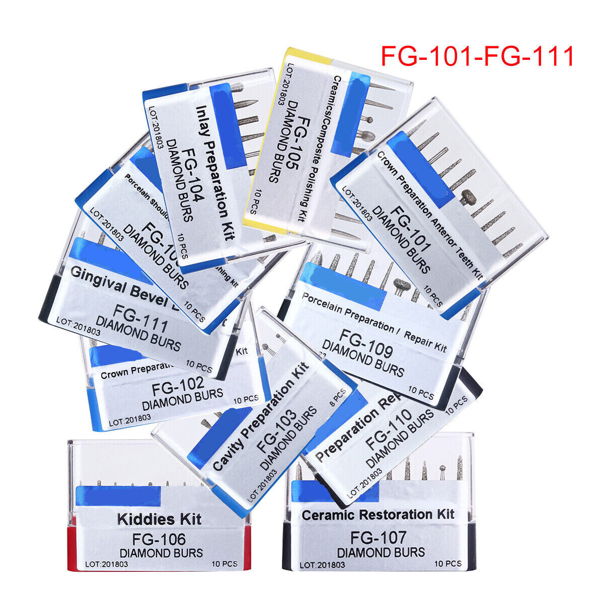 5Kits Dental Composite Polishing Kit Diamond Burs Set For High Speed Handpiece