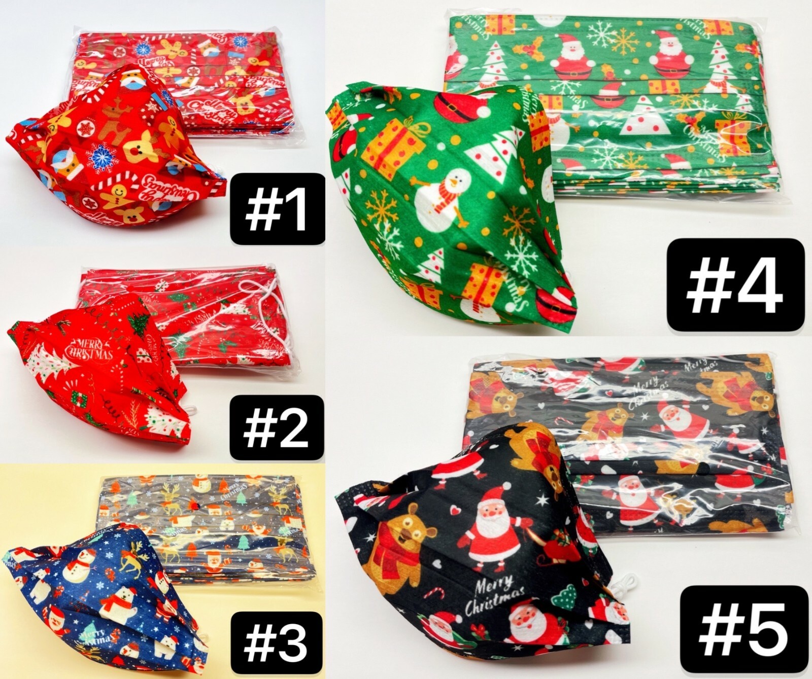 Disposable christmas Face Mask Assorted 3-Ply Festive Patterns Adult Mouth Cover