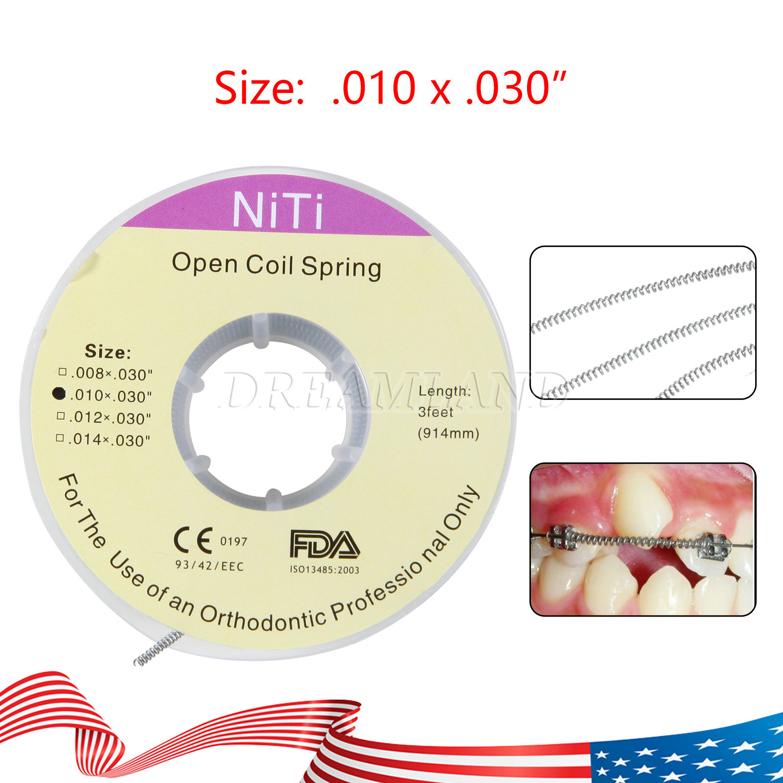 1 Pack Dental Orthodontic Niti Open Coil Spool Springs 010*030″