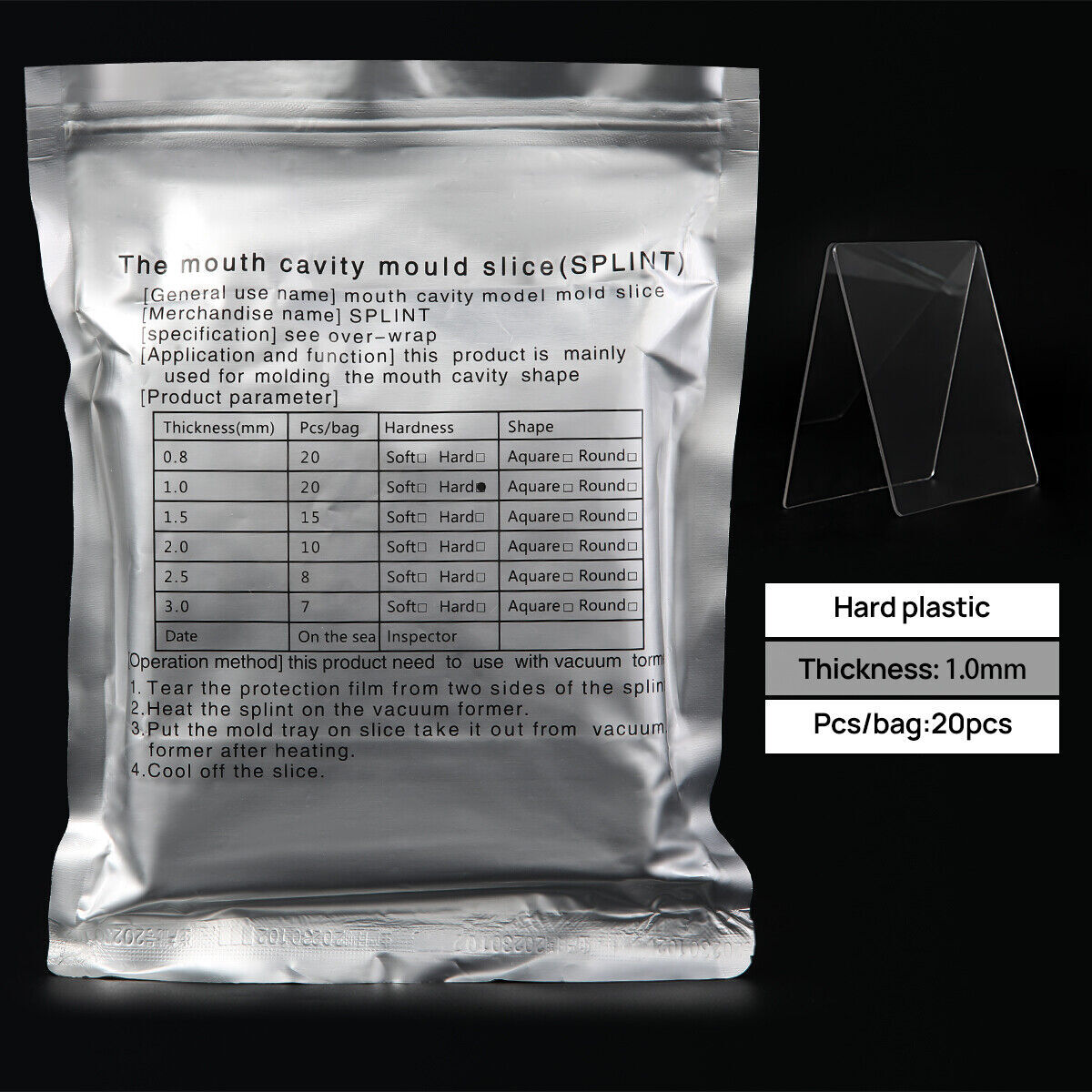 Dental Splint Thermoforming Retainer Material Vacuum Forming Hard 1.0/1.5/2.0mm