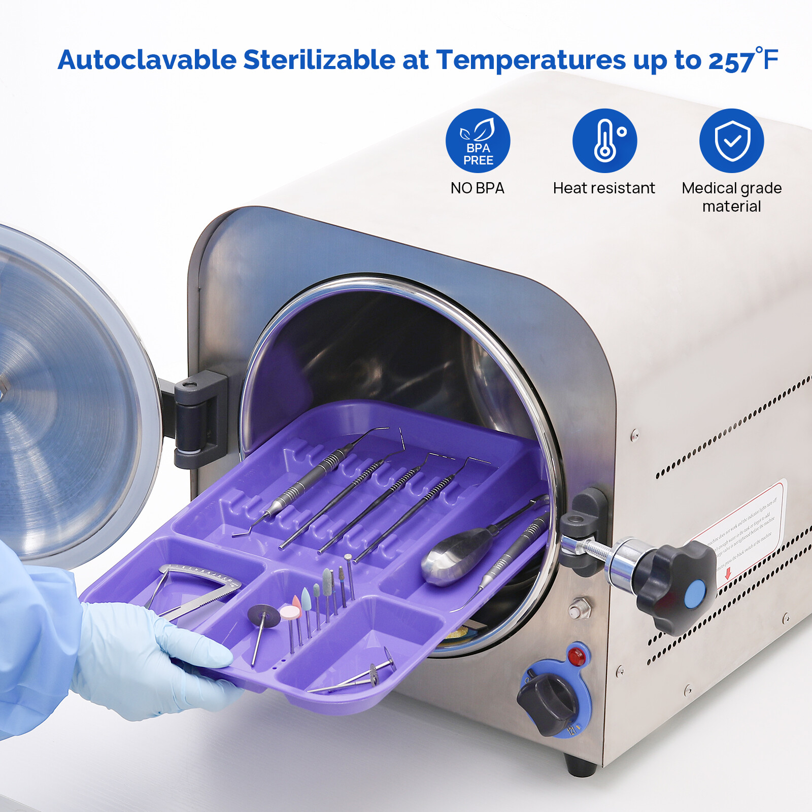 Dental Instrument Separate Divided Tray Autoclavable Plastic Set Up Trays Size B