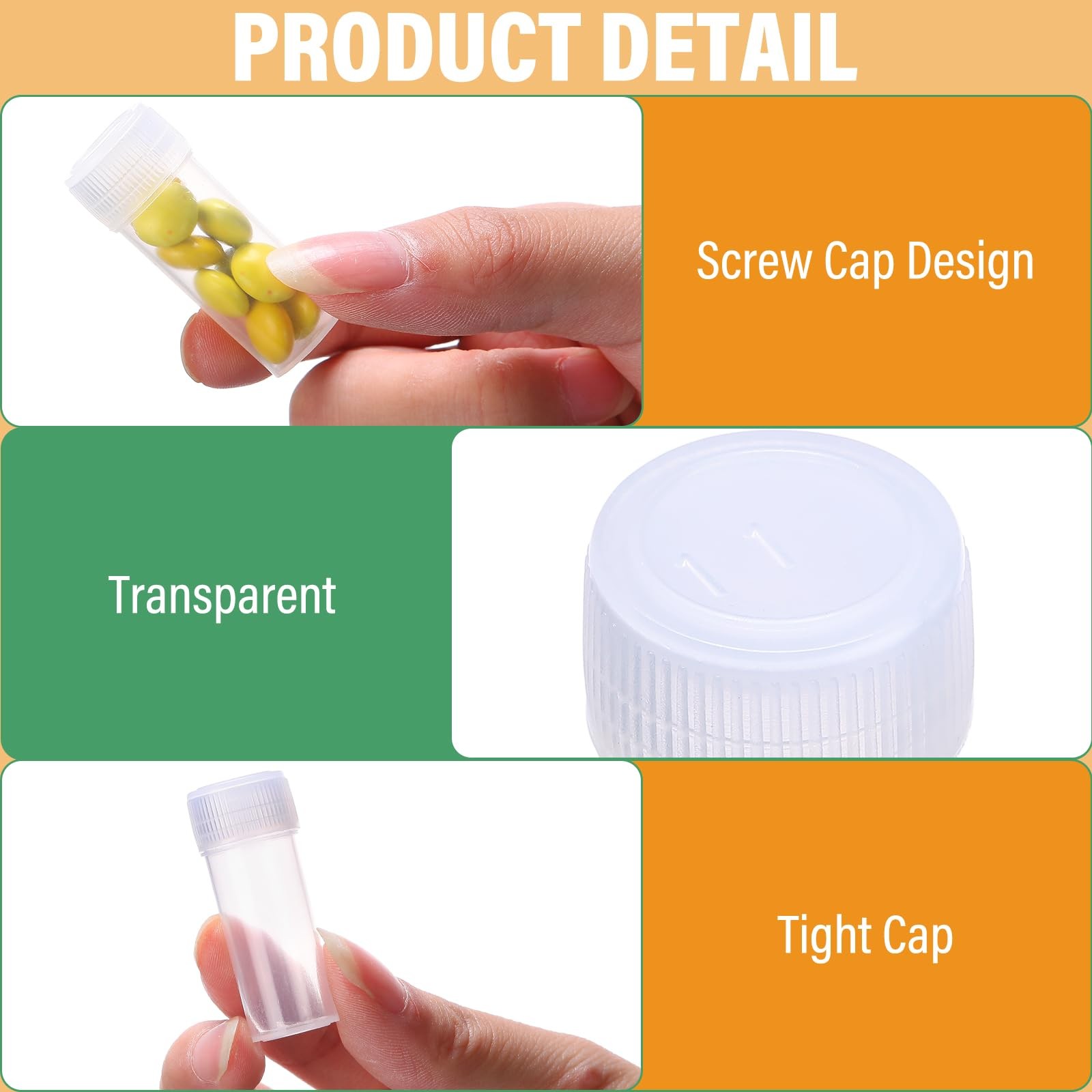 300 Pcs 5 ml Small Plastic Bottles Empty Pill Bottles Clear Vials with Caps S…
