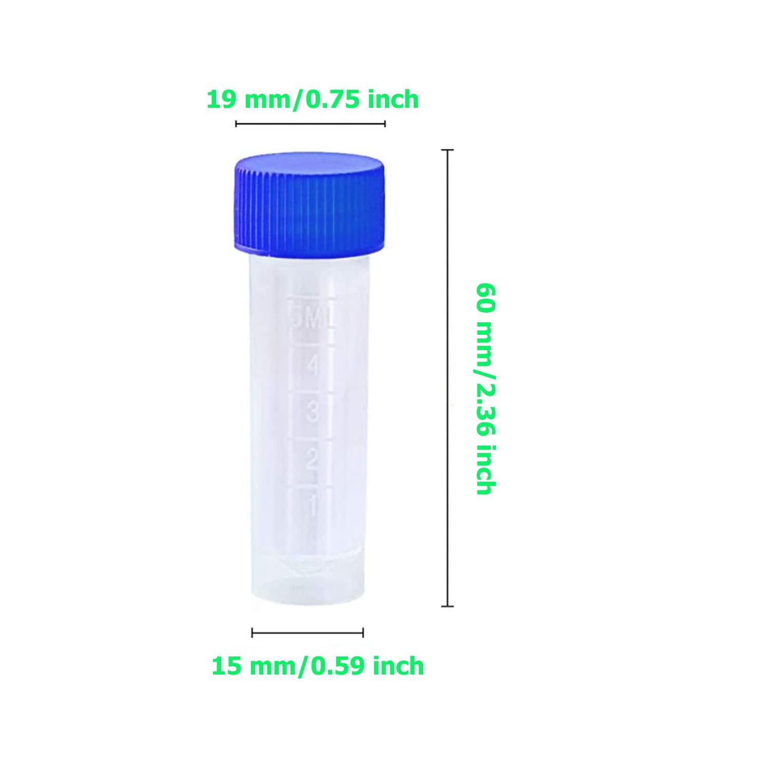 5ml Cryo Tubes 100 PCS Plastic Graduated Vial with Screw Caps Orange