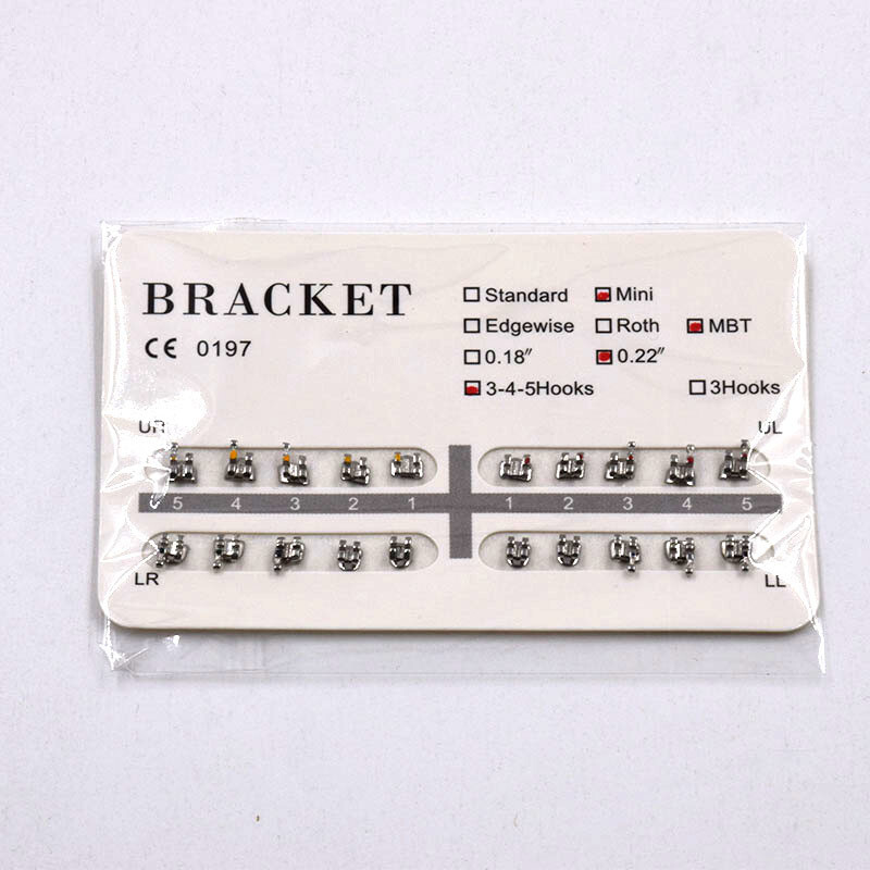 Dental Orthodontic Bracket Mini MBT 022 345 Hook Metal Brackets Bulk UL UR LL LR