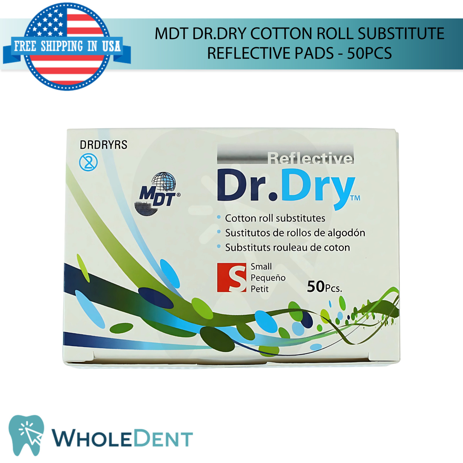 50pcs Dr.Dry Cotton Roll Substitute Reflective Pads Dental Saliva Management