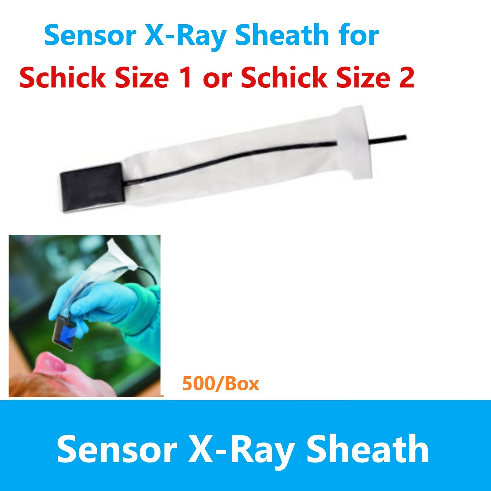 Dental Digital X-Ray Sensor Sheath for Schick Size 1 or Schick Size 2, 500/Bx