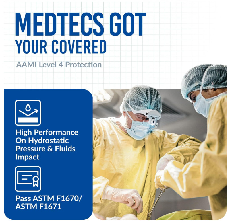 Medline Protective Cover Gowns Large Yellow CRI4040PC (10)