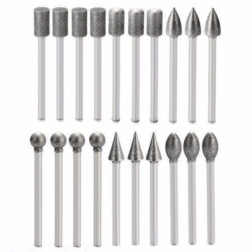 20Pcs 120 Dental Grinding Grit Diamond Burr Set Drill Bits Set for Rotary Tool