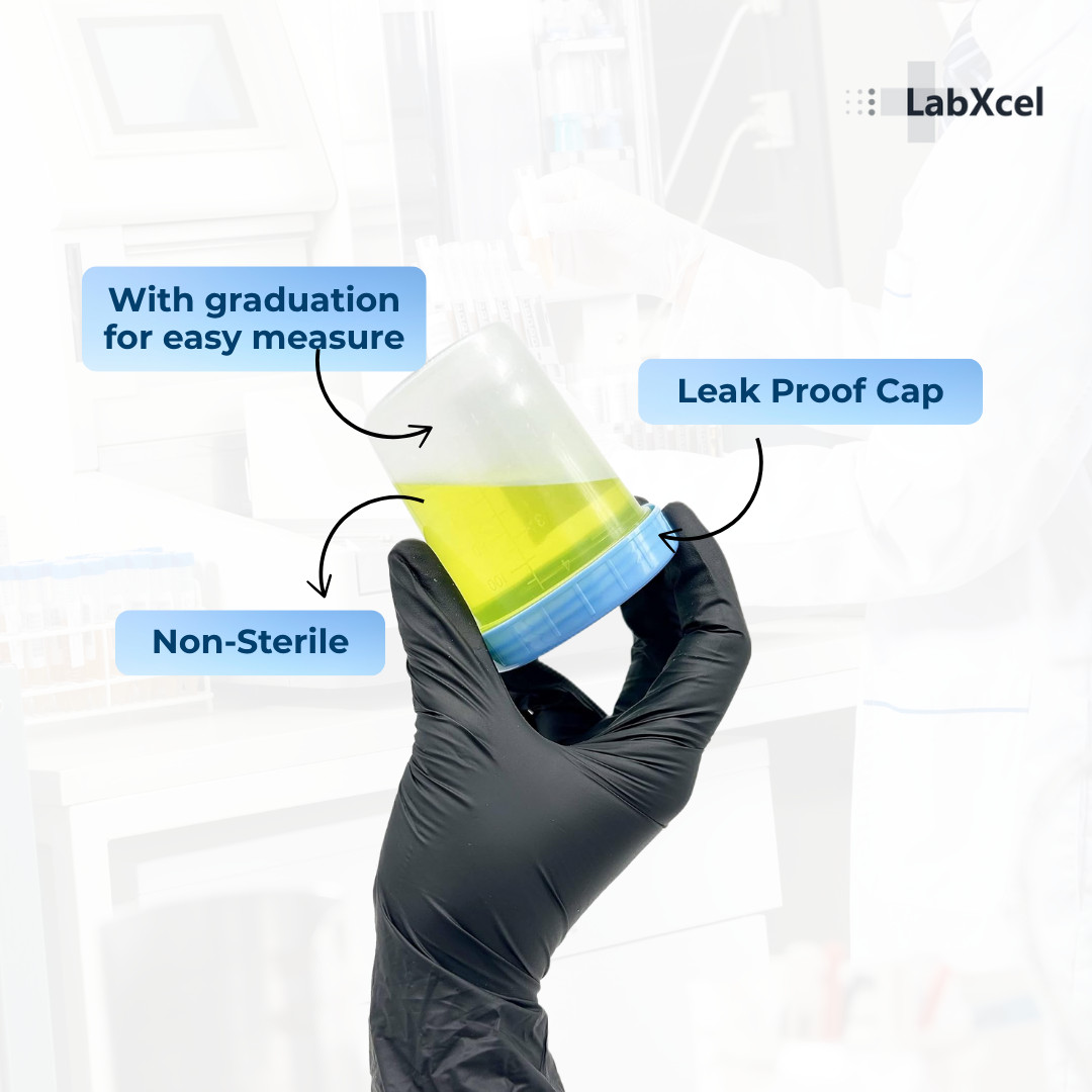 LabXcel Specimen Containers 120mL PP – Screw Cap – Sample Collection Cup 5 Pack