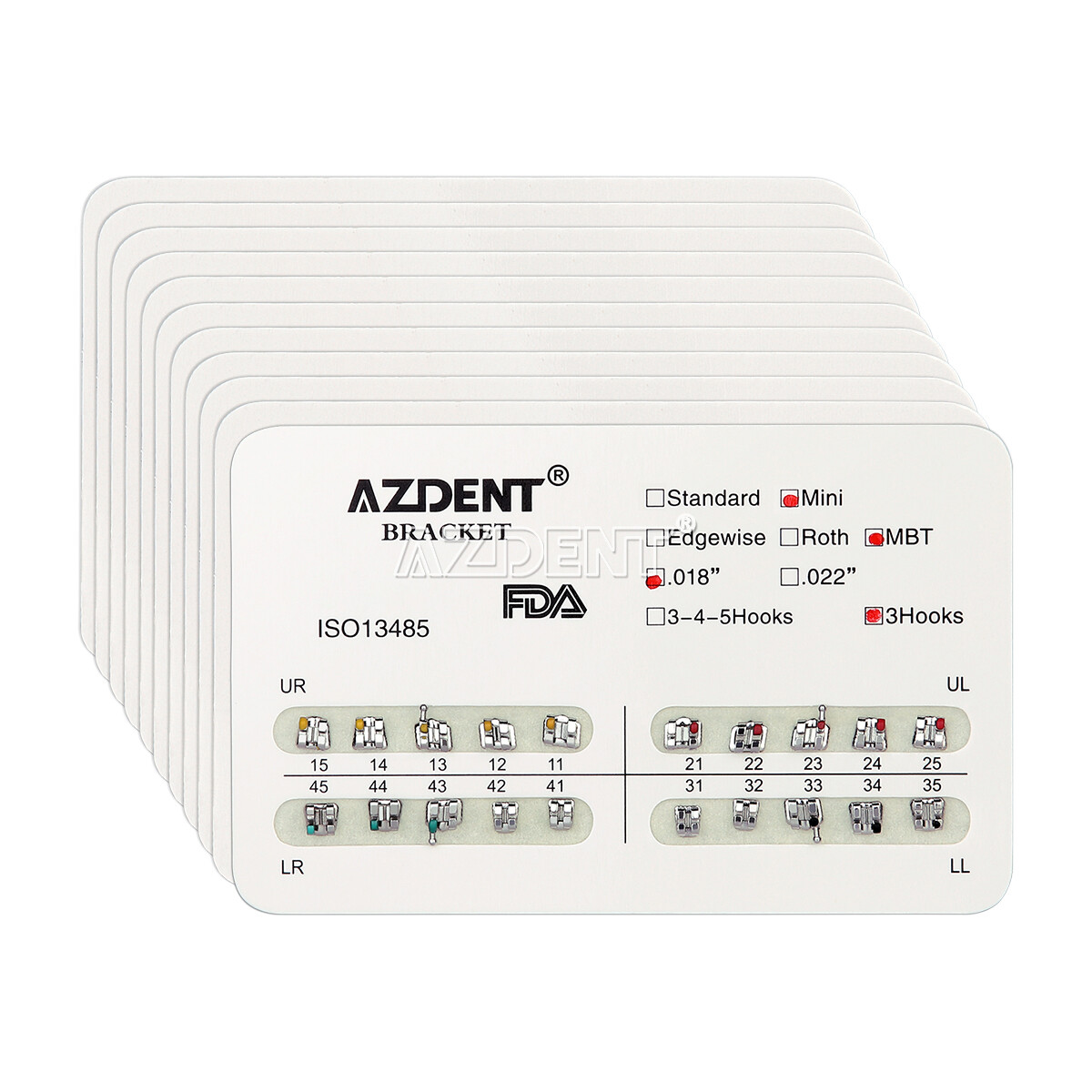 20X AZDENT Mini Brackets de ortodoncia dental Brace Roth/MBT 022/018 Ganchos 345