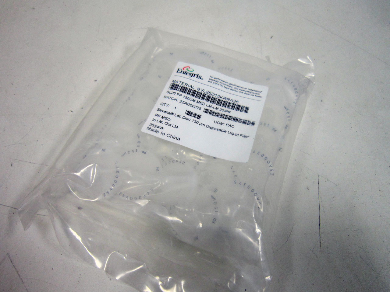 25x ENTEGRIS SVL25D15KRRA25 SVL25 PP 150UM MED LM-LM SAVANA LAB DISC FILTER