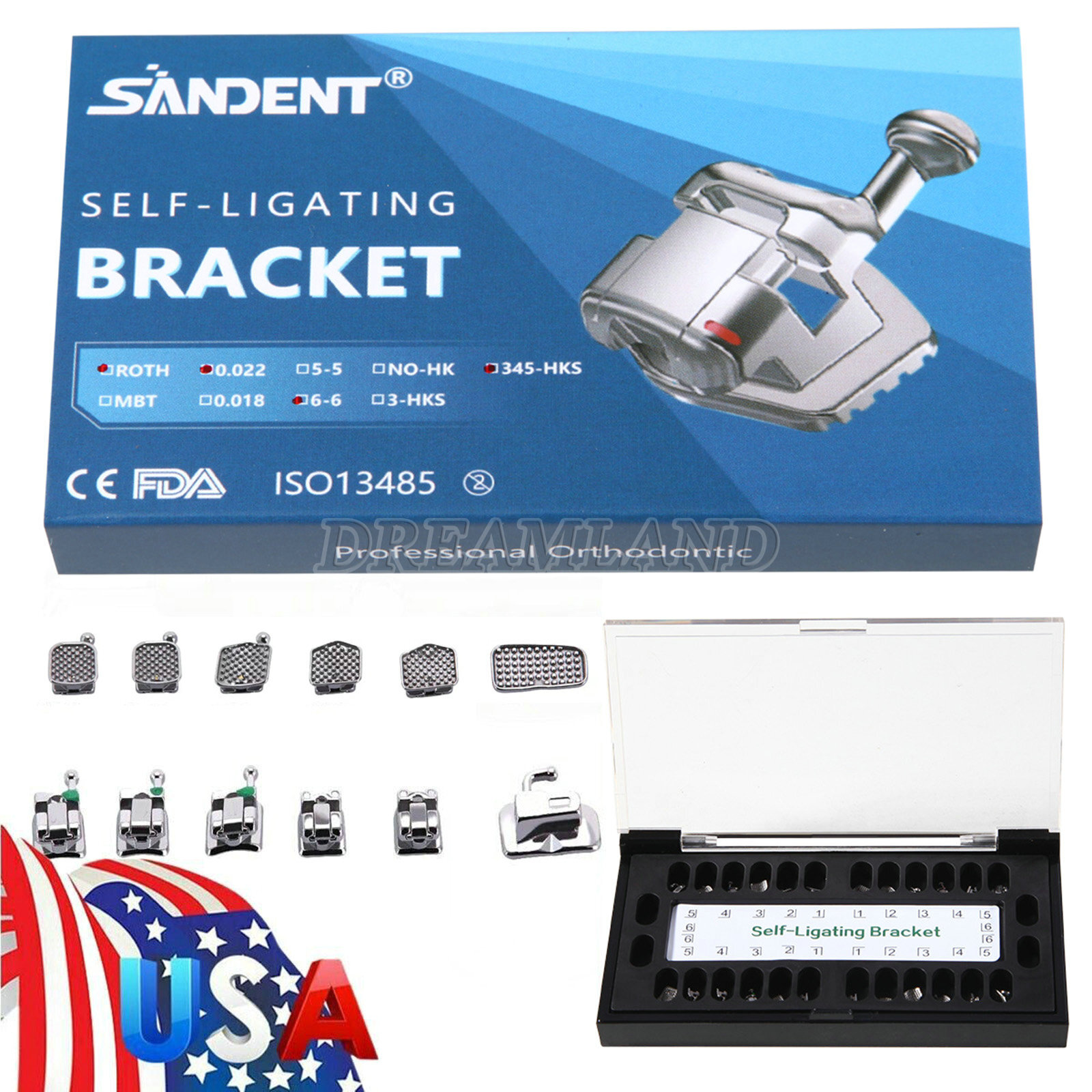 Dental Orthodontic Brackets Passive Self-Ligating Brace Roth.022 Hook 345
