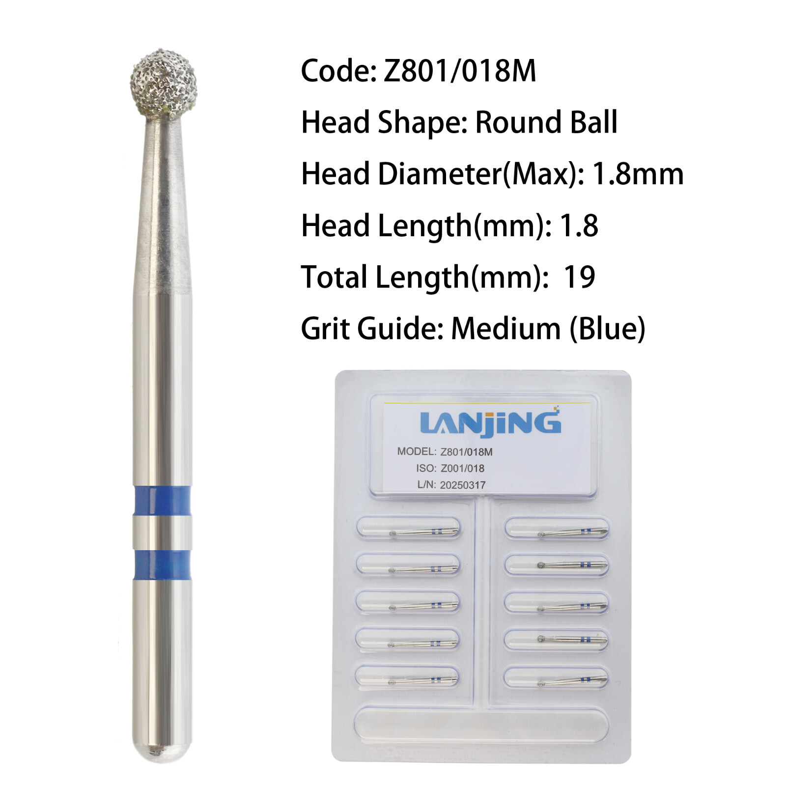 Zirconia Diamond Burs Dental Adjustment FG Round End Taper Cylinder Football