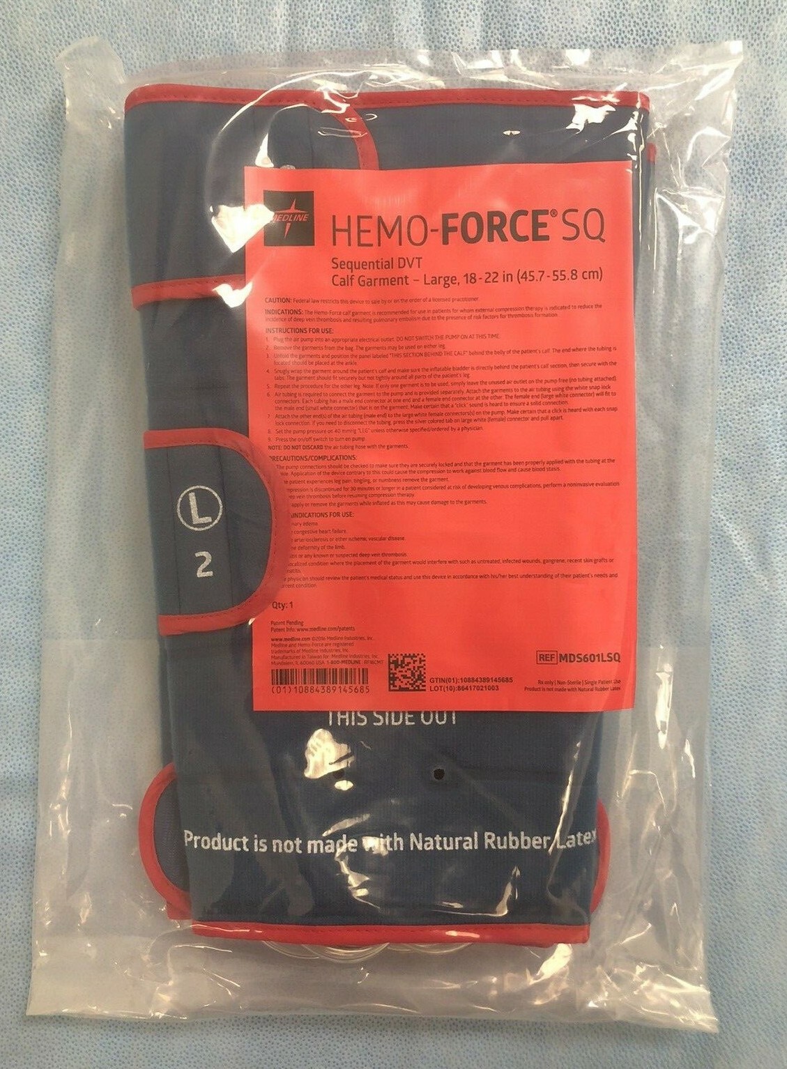 MEDLINE Hemo-Force SQ Intermittent DVT Calf Sleeve Large #MDS601LSQ