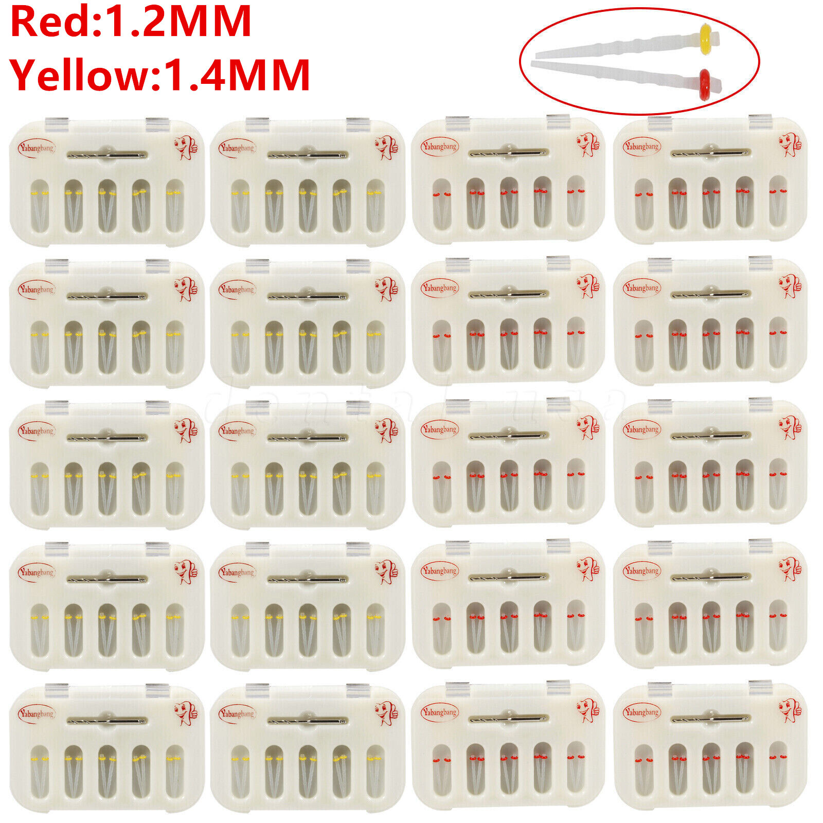 Dental Fiber Post Resin Screw Thread Quartz Drills Yellow/Red Lots 1.2/1.4mm
