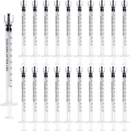 20 Pack 1mL Luer Lock Syringes without Needle, 1 ml cc Disposable Blue