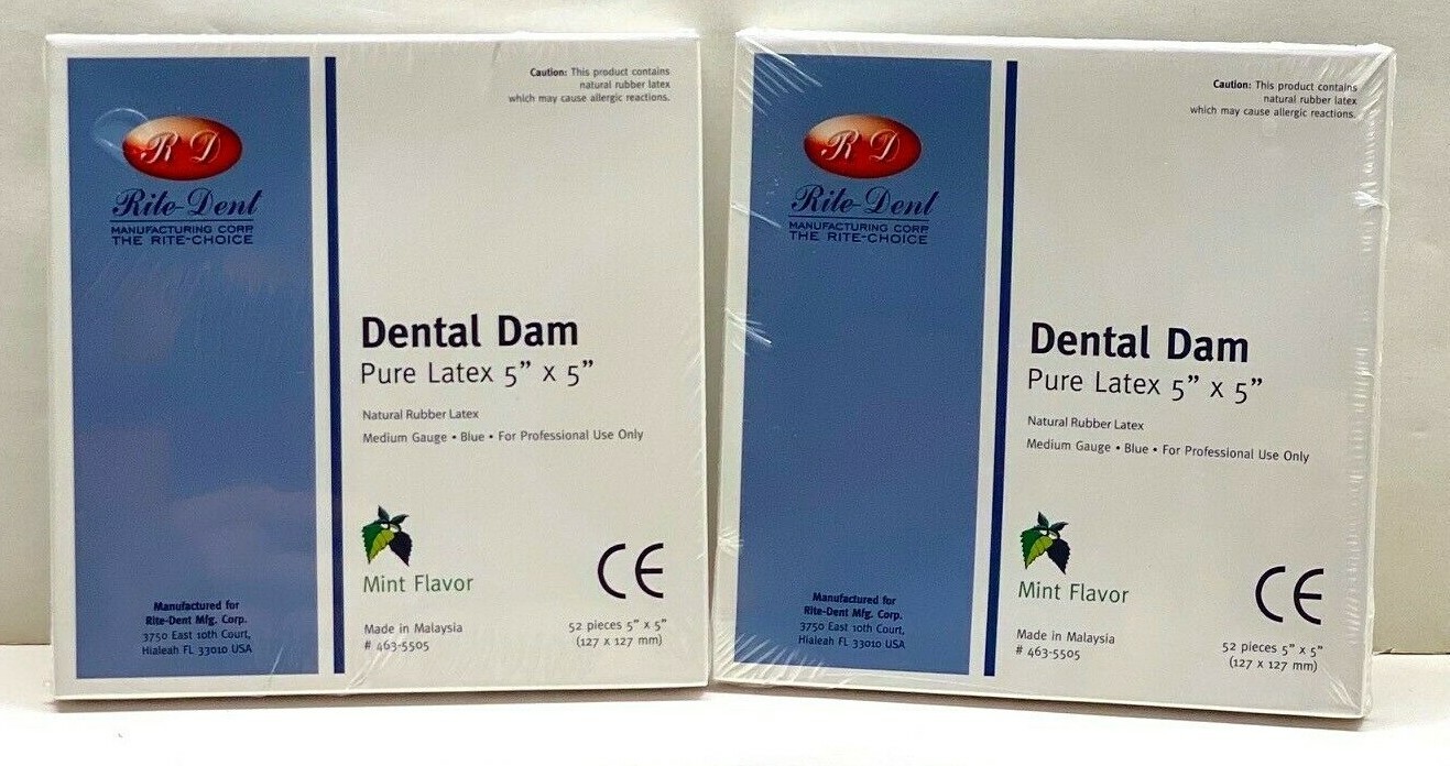 Dental Natural Rubber Dam Blue Medium 5″ X 5″ Sheets Latex Kit /2