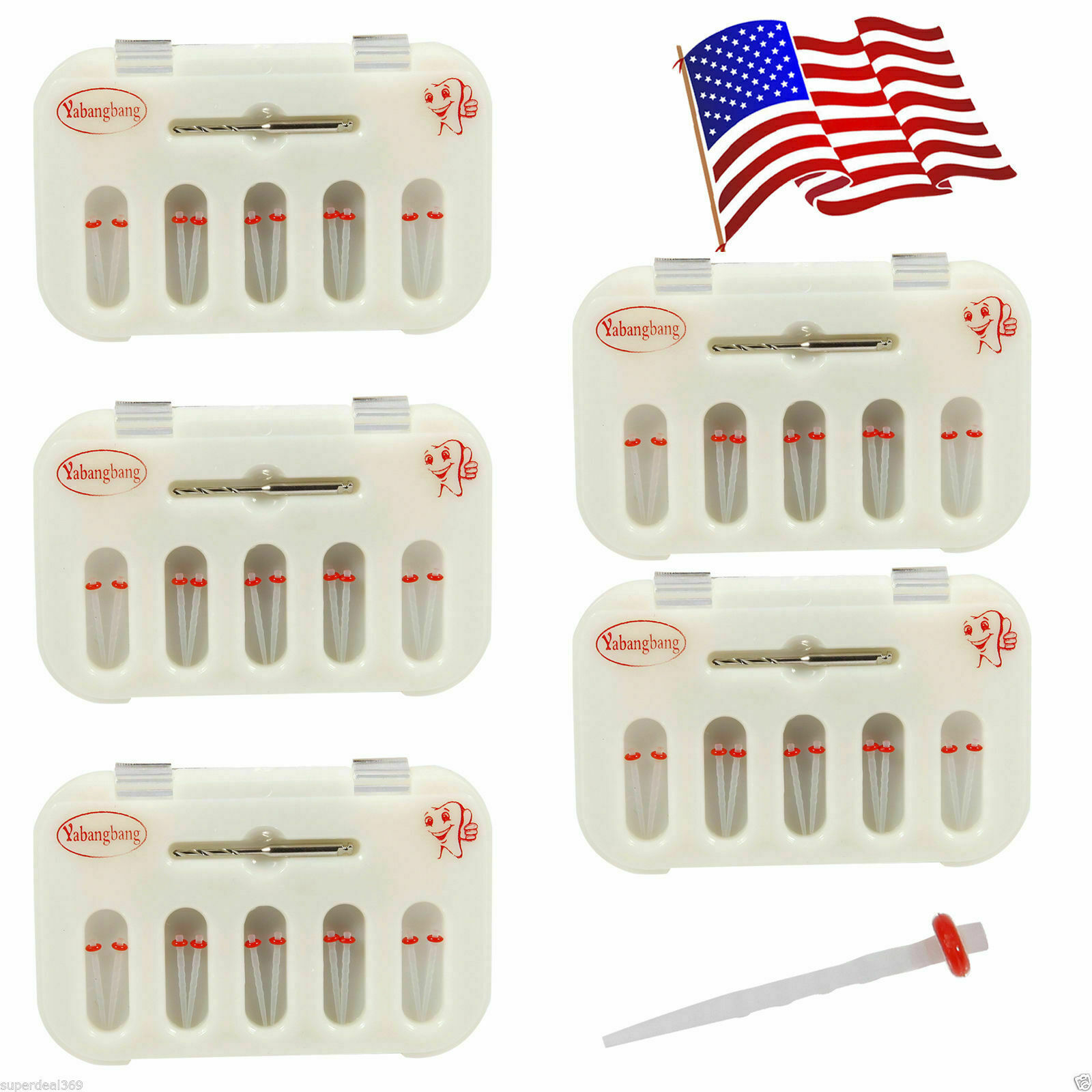 50PCS Dental Fiber Post Resin Screw Thread Quartz 5-Drills Red