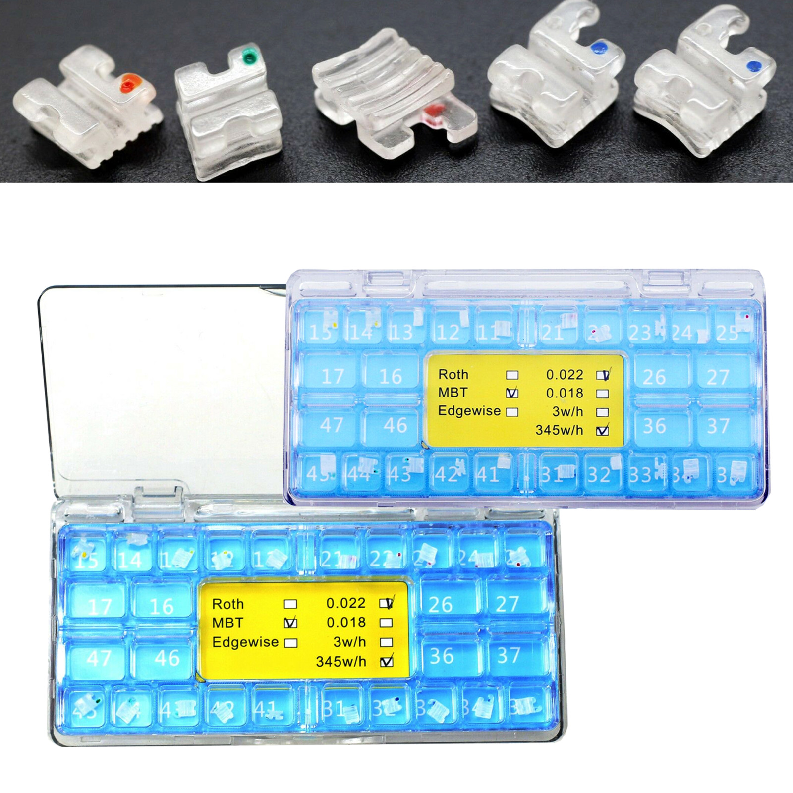 Dental Orthodontic Ceramic Sapphire Brackets Aesthetic Clear Braces MBT 022 345h