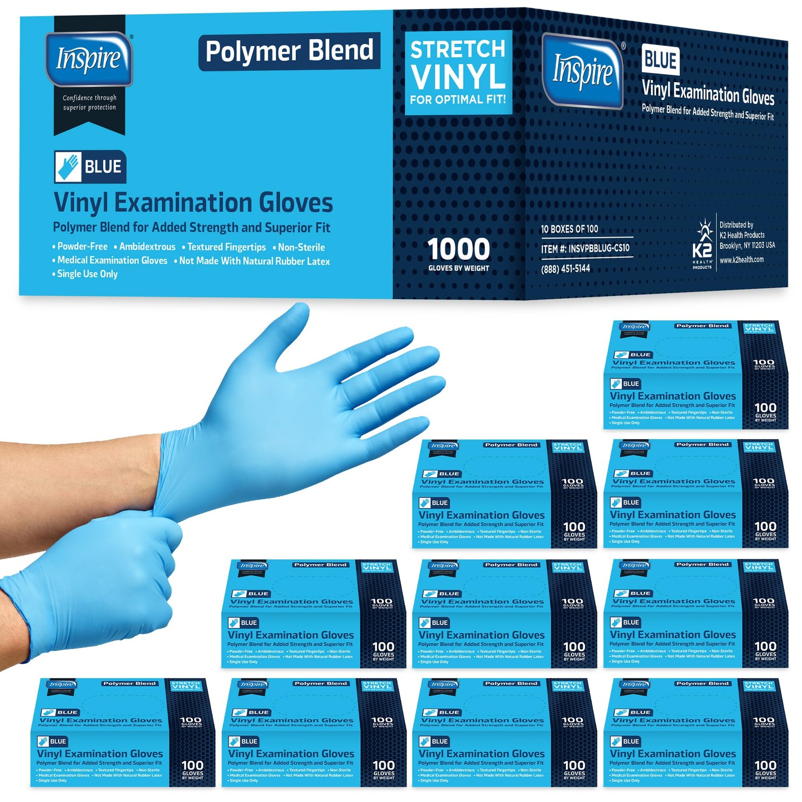 Nitrile-Vinyl Blend Gloves Disposable Latex Free Multipurpose Blue Disposable…