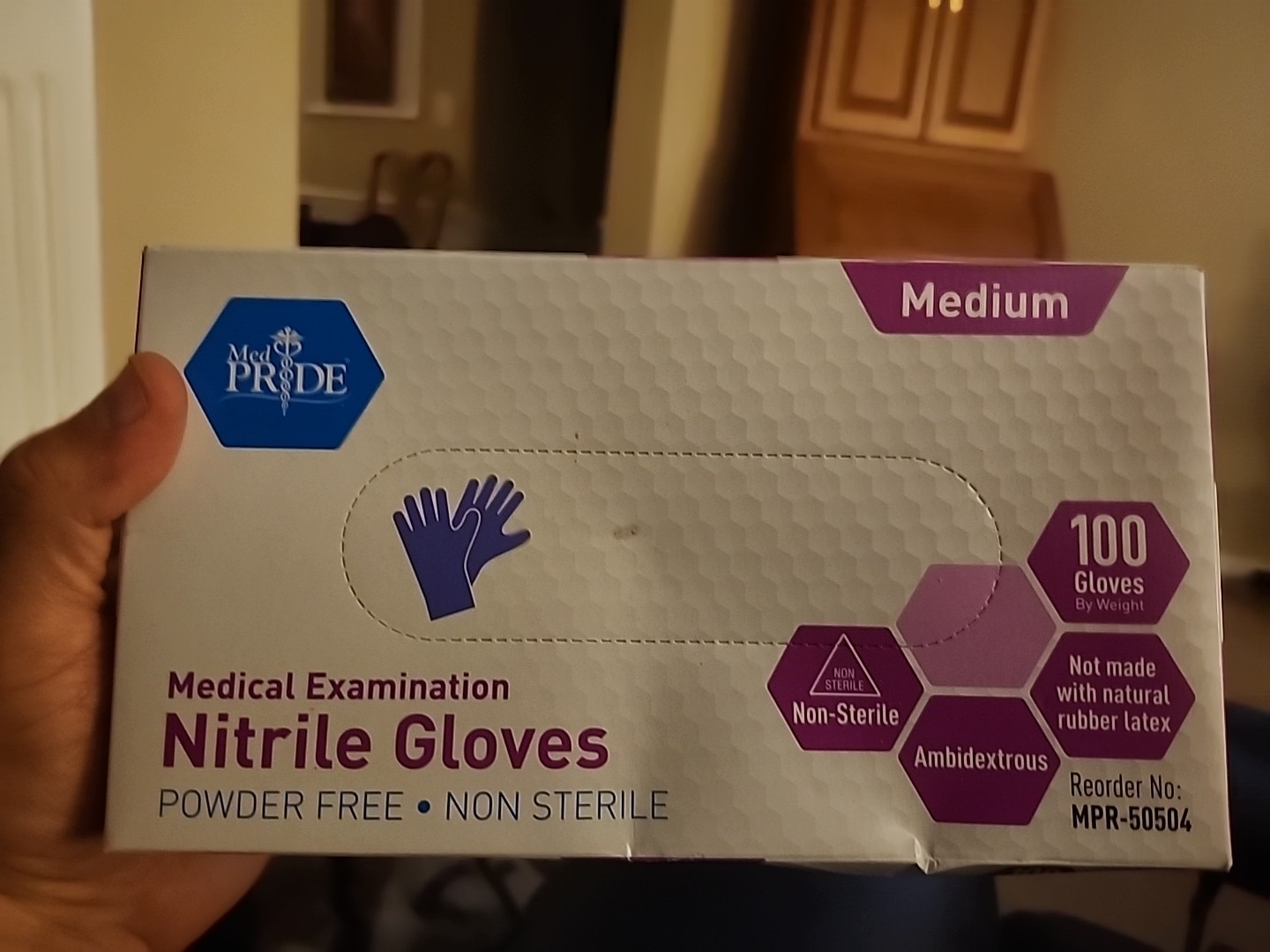 Medpride Powder-Free Nitrile Exam Gloves, Iris Blue, Medium, Box/100