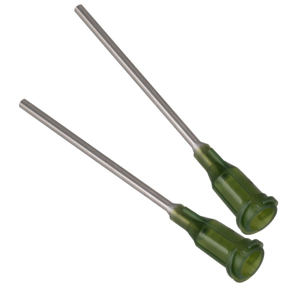 100PCS Screw Mount 1.5inch Dispensing Blunt Needles 14Ga Olive color