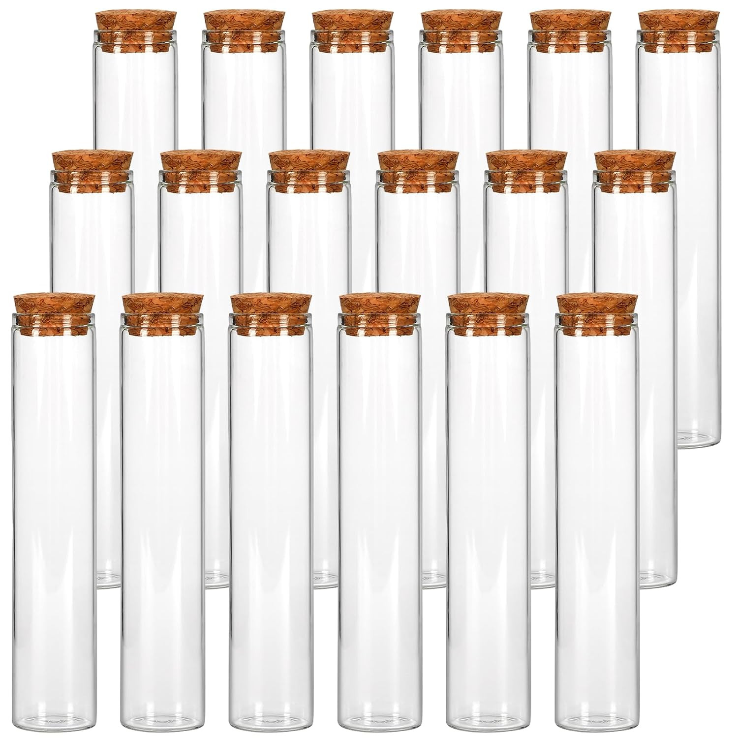 18PCS Glass Test Tubes 25x120mm Clear w/ Cork Stoppers for Plants & Crafts
