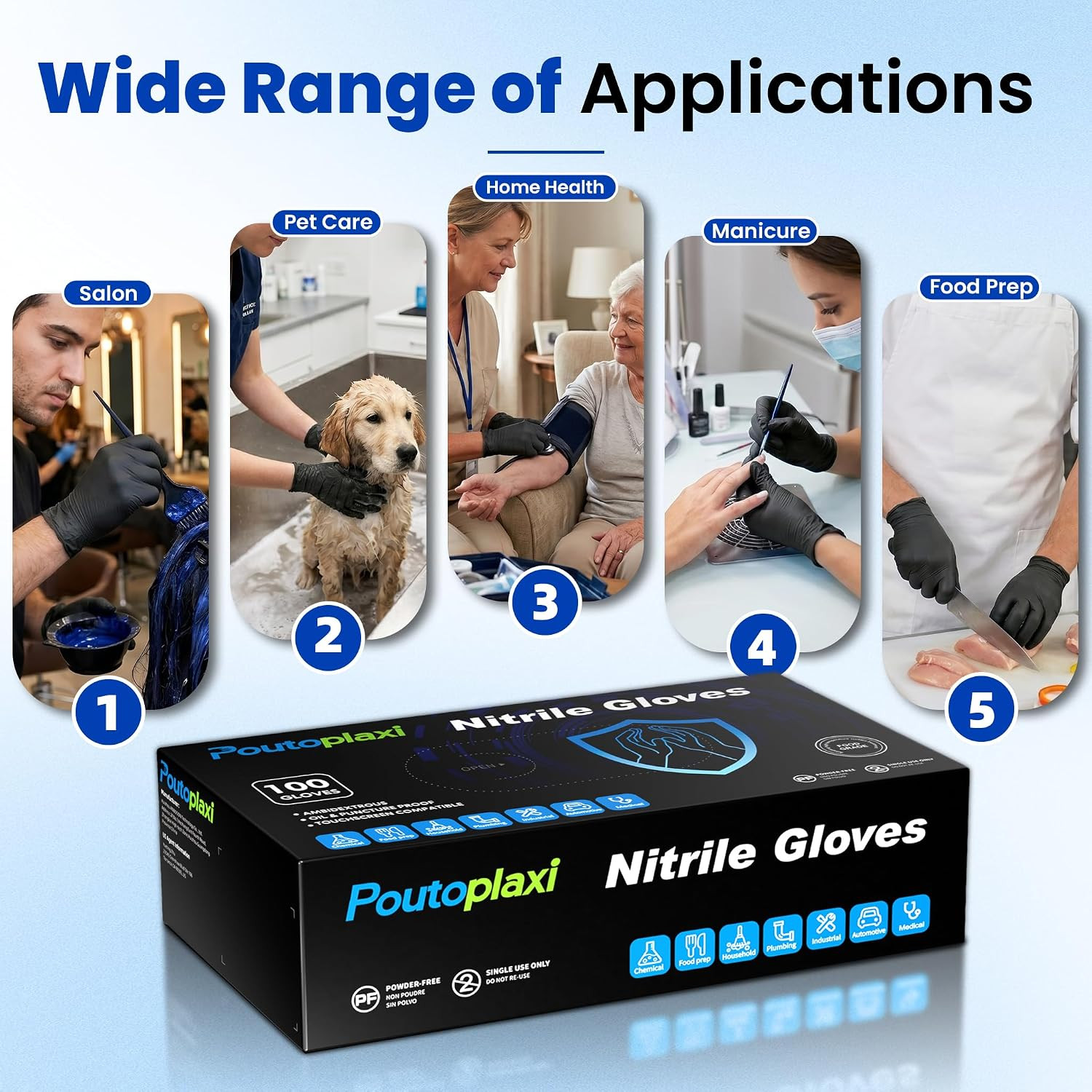 Nitrile Disposable Gloves 5 Mil, 100 Count + 5 Bonus Food Grade Disposable Glove