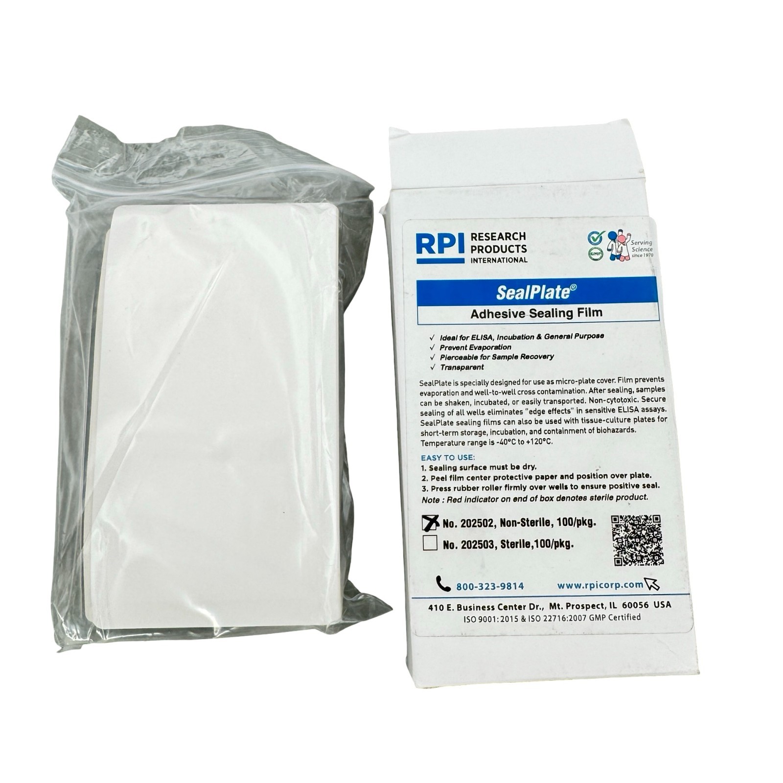 RPI SealPlate Adhesive Sealing Film 202502 Non-Sterile 100/Pack