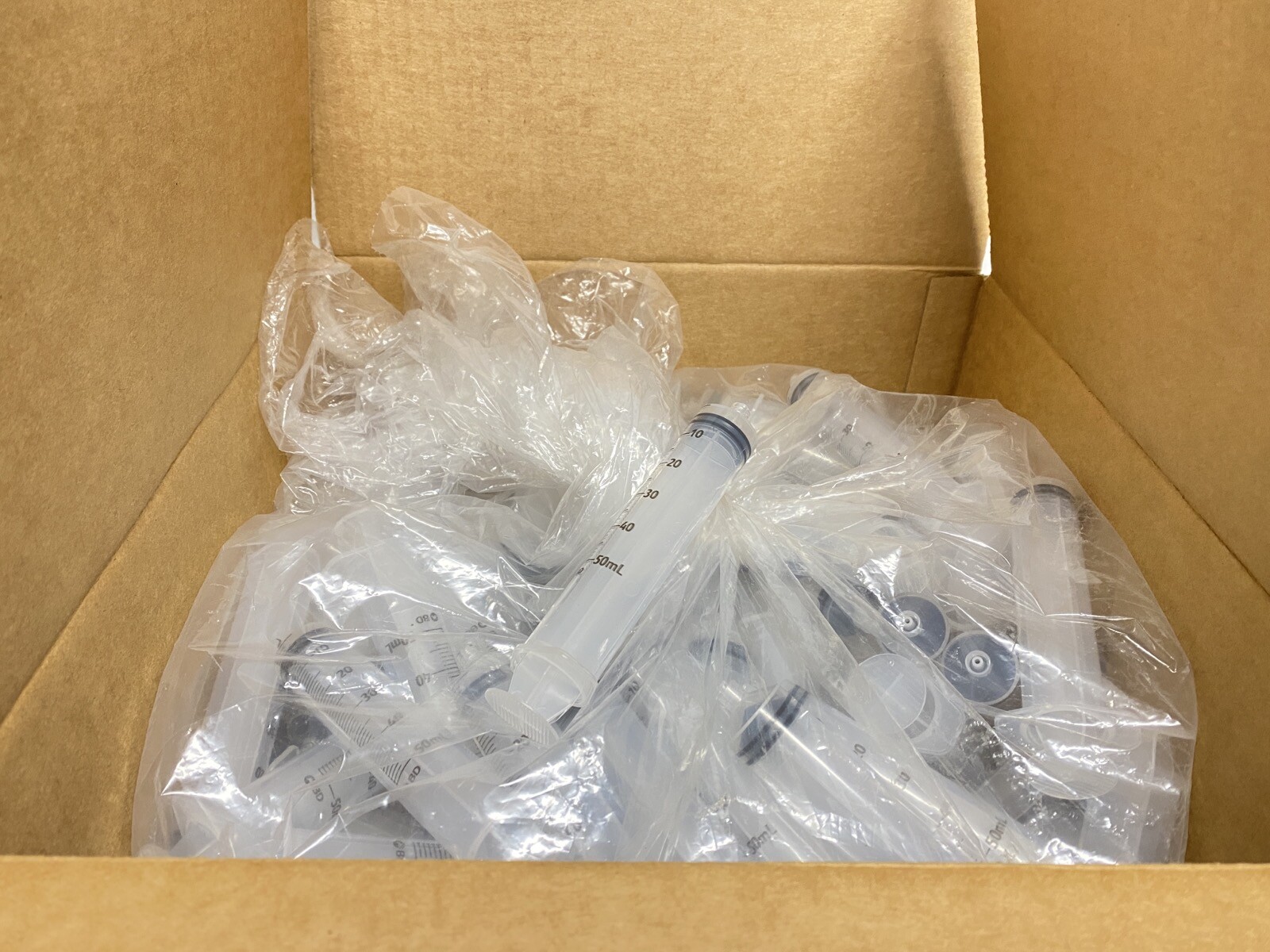(100/Cs) Laboratory 50mL Plastic General Use Graduated Syringes w/ Luer Lok Tip
