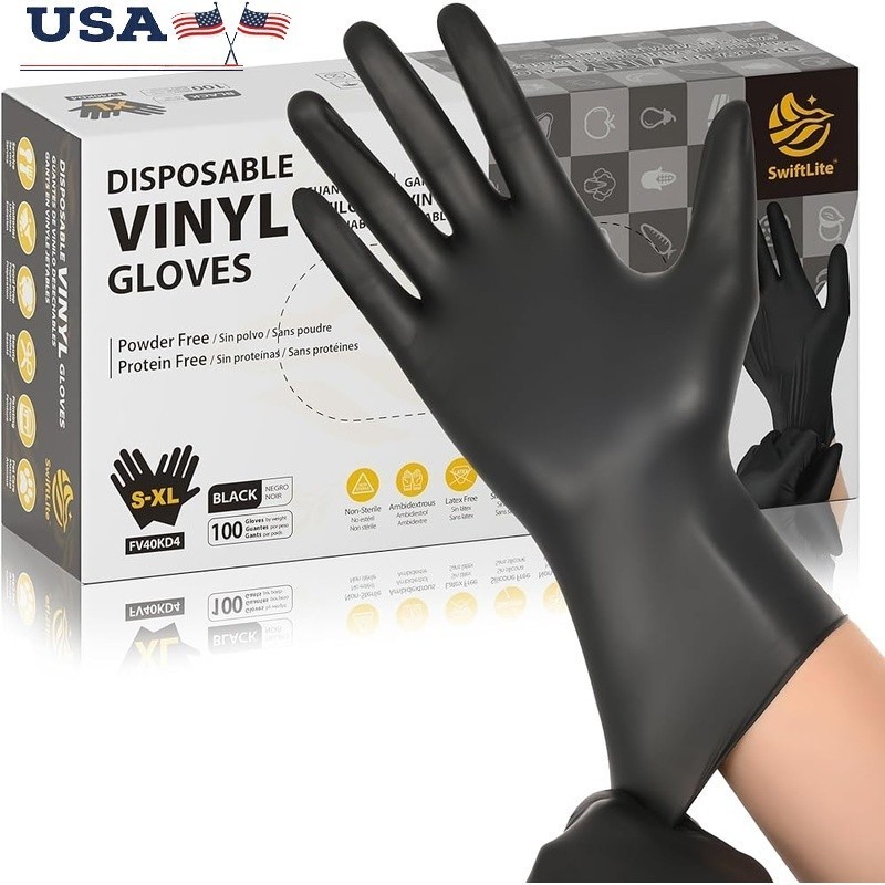 Latex Free Vinyl Disposable Gloves Food Safe Cooking Cleaning 100/200 PCS