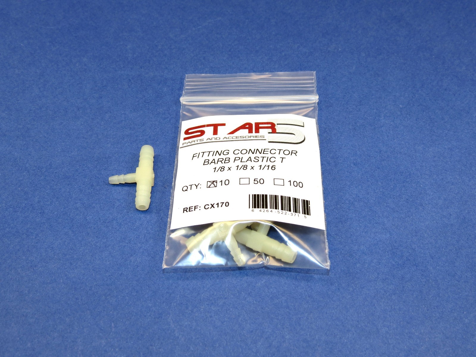 Dental Fitting Connector 1/8» X 1/8″ X 1/16″ Barb Plastic Set /10 Pcs STAR5