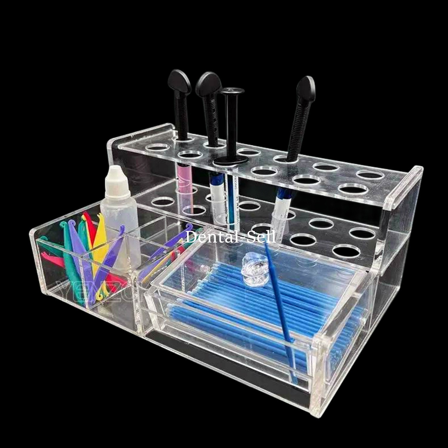 Dental Syringe Organizer Multi-Function Acrylic Resin Holder Applicator Box USA
