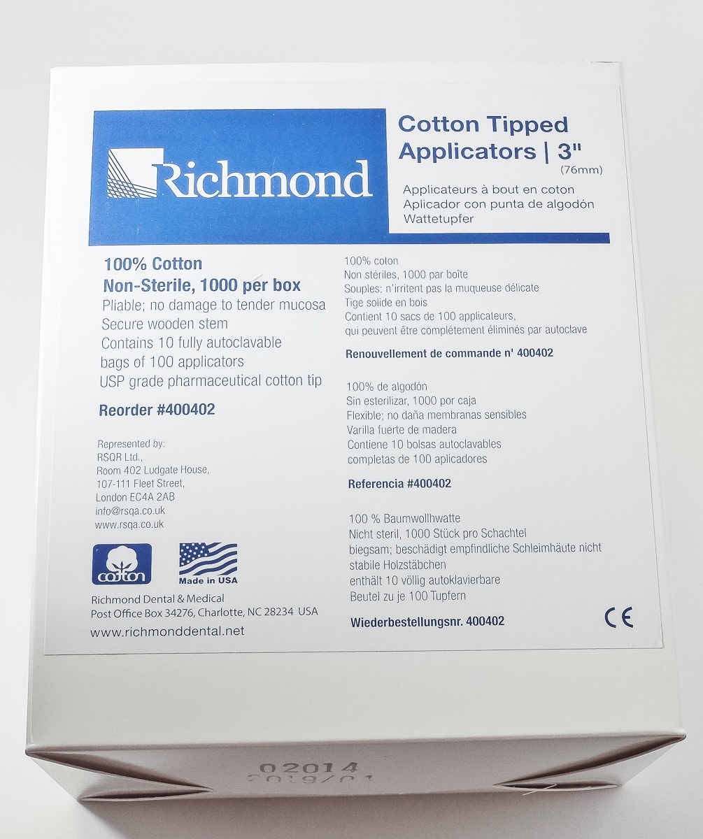 COTTON TIPPED APPLICATORS SWABS 3″ AUTOCLAVABLE 1000pc NON-STERILE USP GRADE