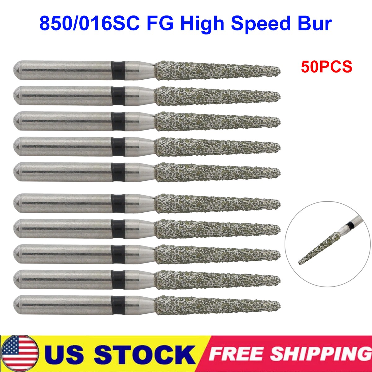 Dental Diamond Bur FG Round End Taper 850 016SC Super Coarse High Speed Bur 50PC