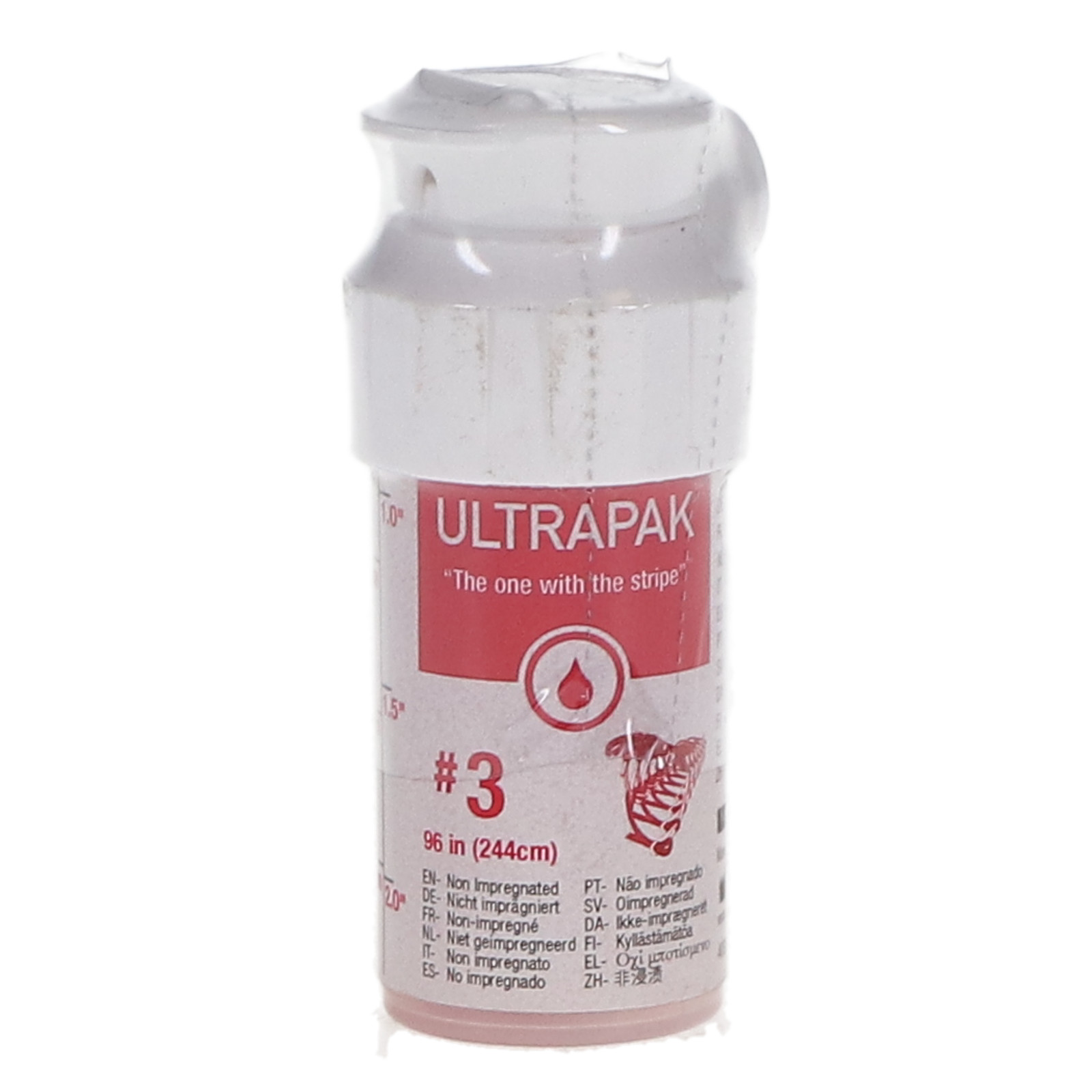 Ultradent 134 Ultrapak Retraction Cord Plain Knitted #3 Large Red 96″