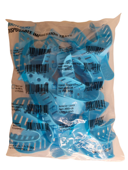 Disposable Perforated Dental Impression Trays. All Sizes available (12 pcs/bag)