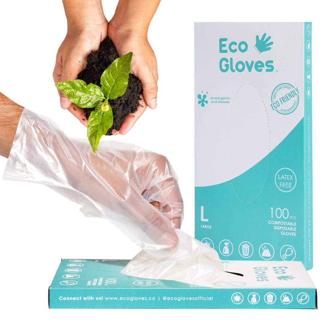 Plantbased Compostable Ecofriendly Gloves For Food Prep & Cleaning