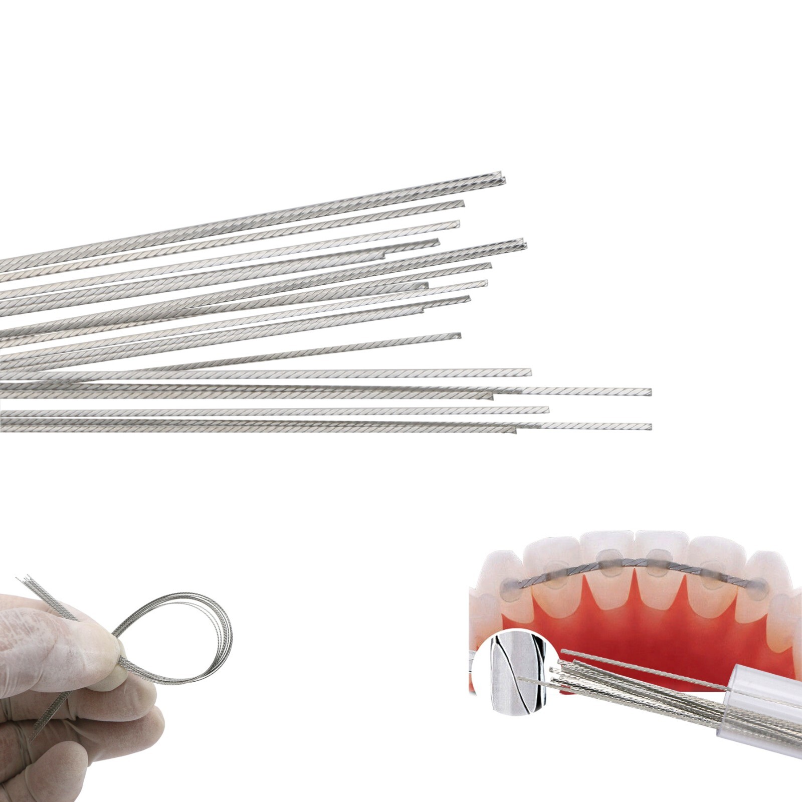20 PCS Dental Orthodontic Lingual Retainer Stainless Steel Bracket Flat Wire